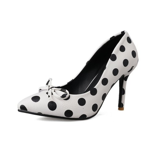 black and white polka dot pumps